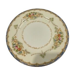 Empress China Bread & Butter 6.25" Plate Blue Edge, Gold Scrolls Floral Sprays